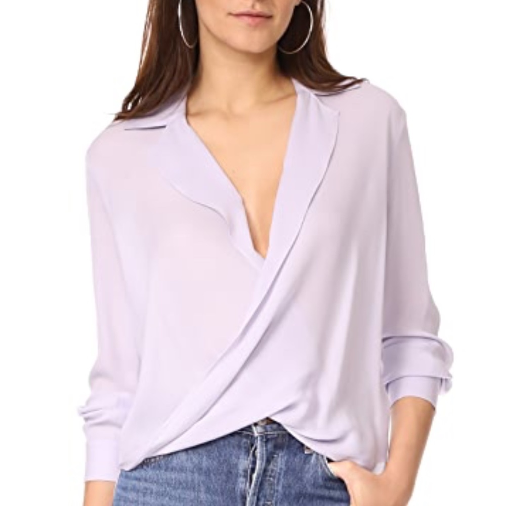 L'AGENCE Lilac Purple Silk Crossover Blouse